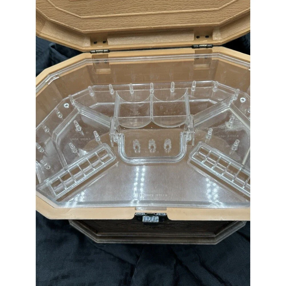 Vintage Lerner Faux Wood Sewing Box with Plastic Insert for Notions and Handle